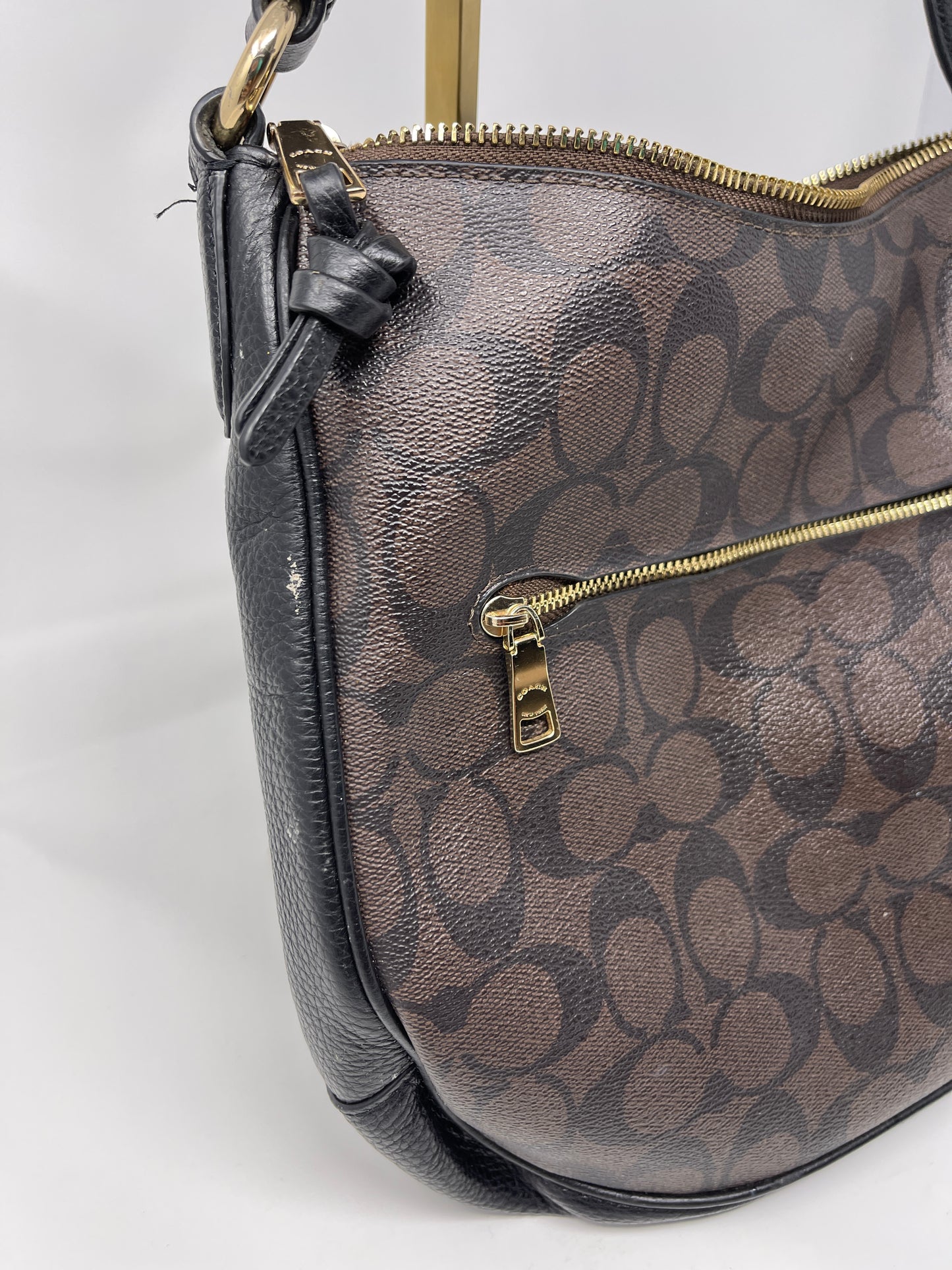 Coach Monogram Leather Shoulder Bag